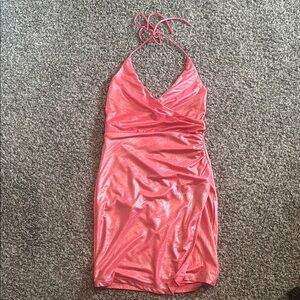 Hello Molly Pink Ruched Wrap Dress